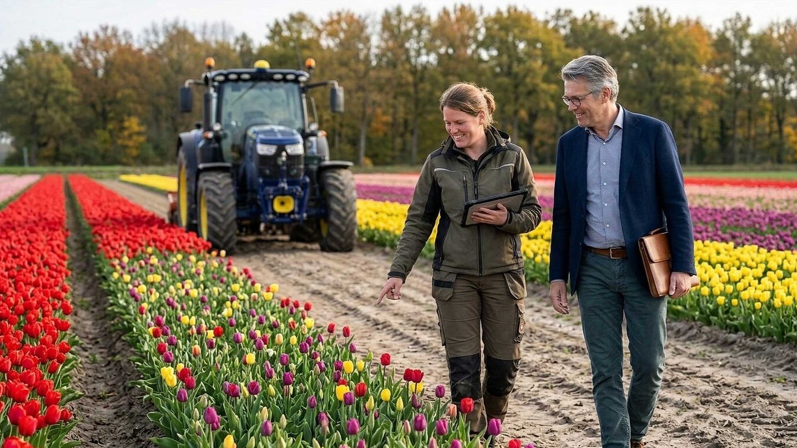 Flynth-adviseur-laat-zich-informeren-over-het-product-van-de-bloembollenondernemer
