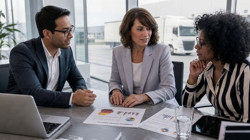 Ondernemer en adviseurs bespreken de kansen van de Duitse markt