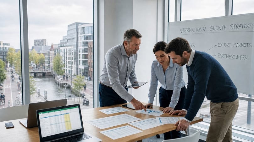 team bespreekt de kansen van internationaal ondernemen