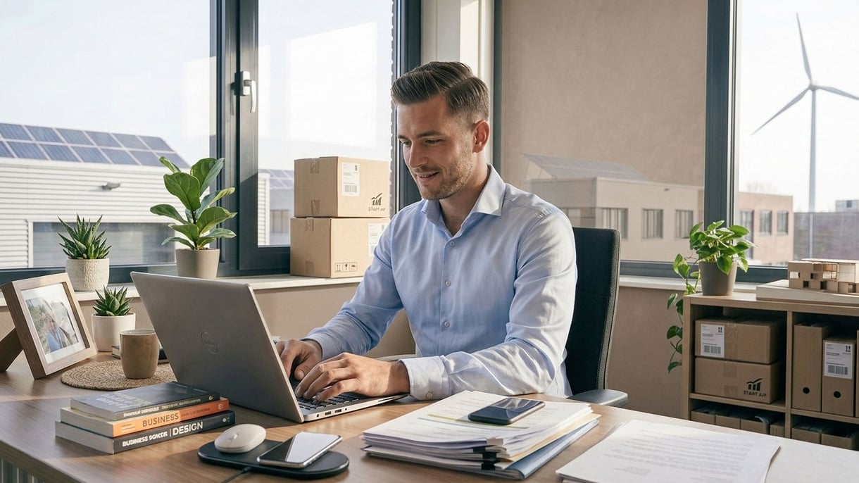 Entrepreneur working on international contacts